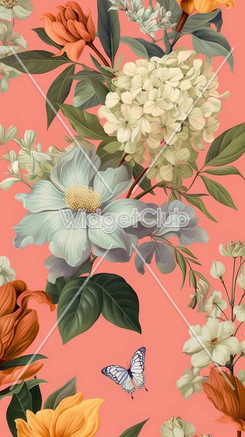 Beautiful Flowers on Pink Background