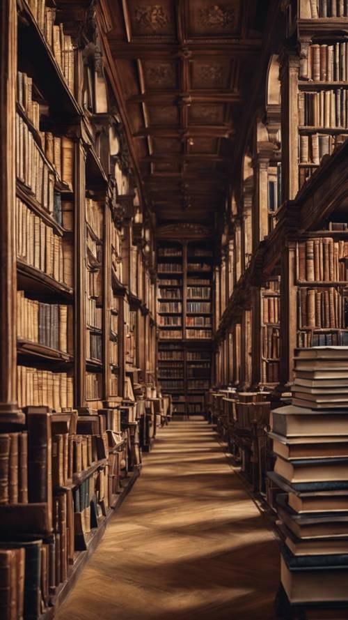 一座古老的圖書館，裡面裝滿了 1800 年代的古董書籍。