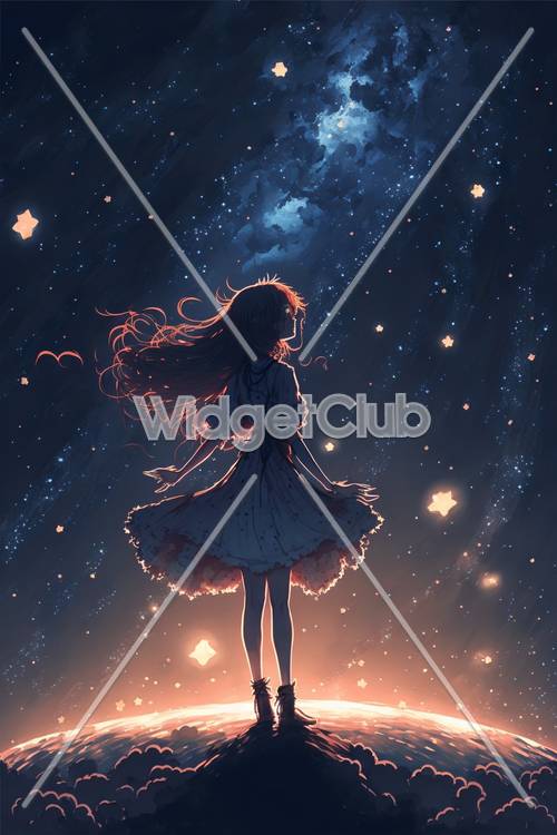 Girl Gazing at a Starry Sky