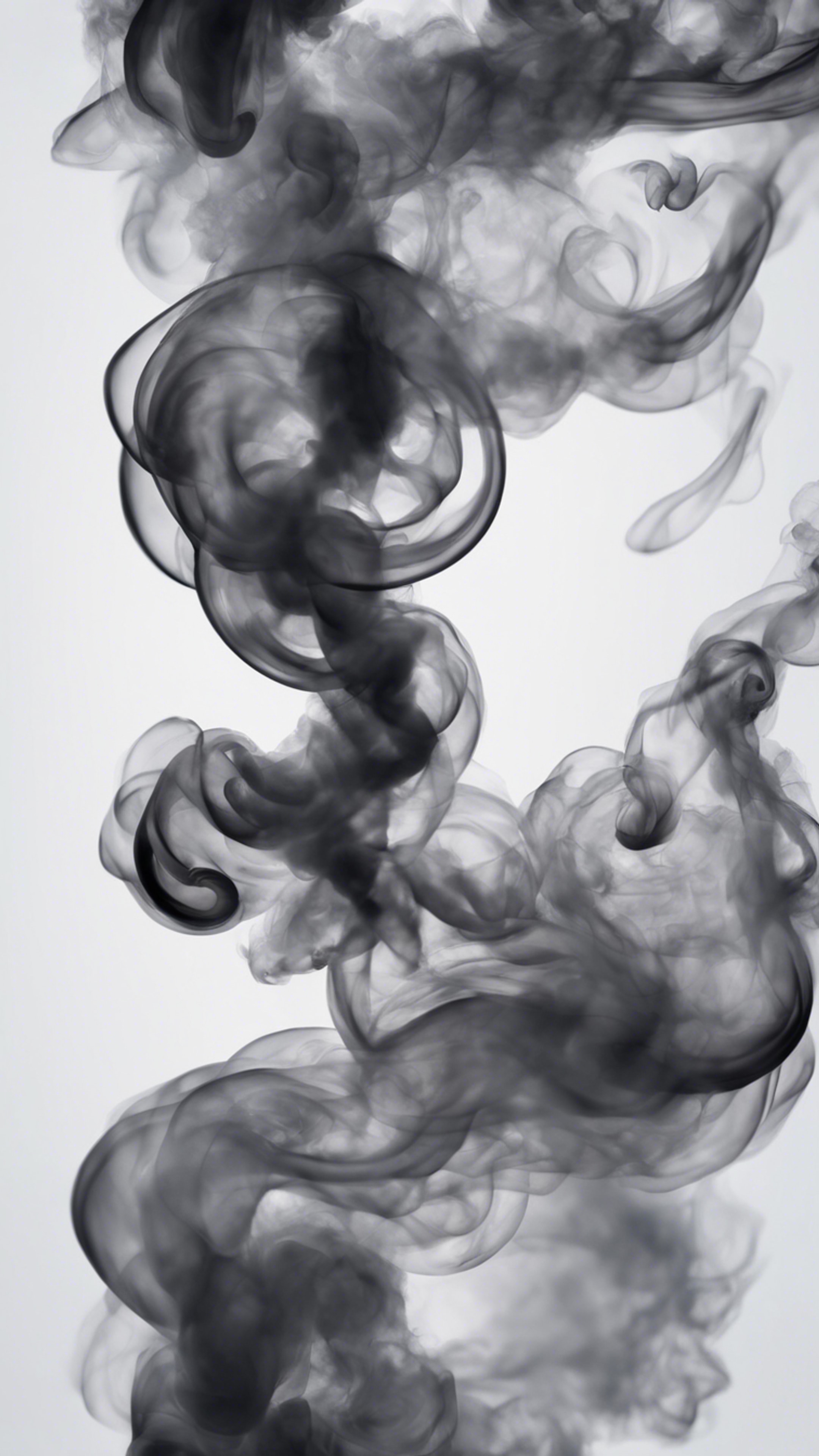 A swirl of dark grey smoke against a pure white background.壁紙[90cc8678557241e99909]