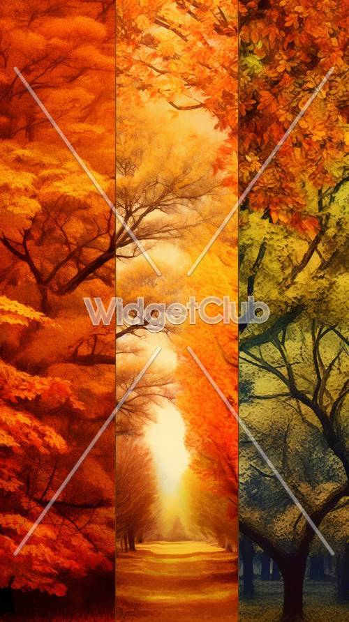 Красочные осенние листья заполняют небо