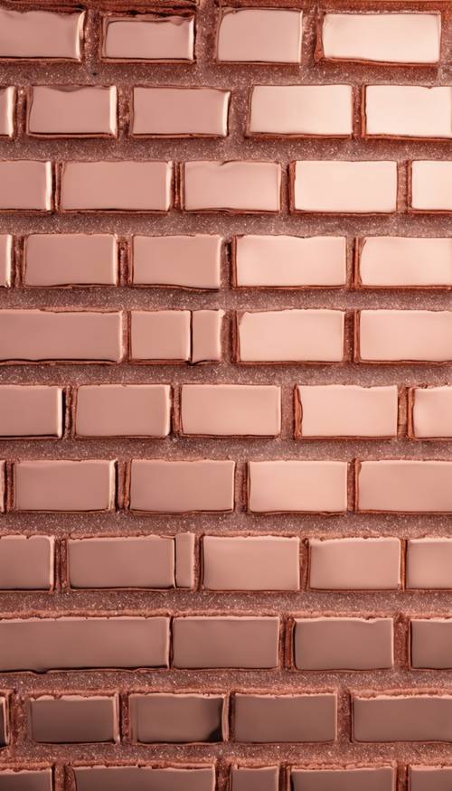 Uma parede forte e atraente de tijolos de ouro rosa puro.