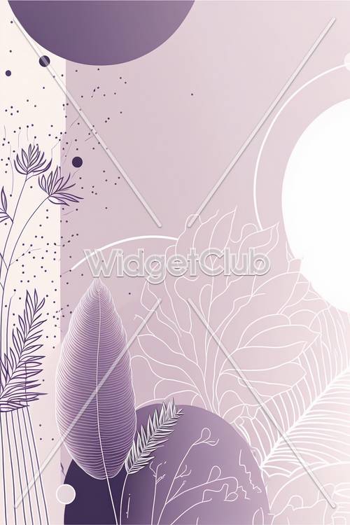 Purple and White Nature Scene with Moon and Flowers