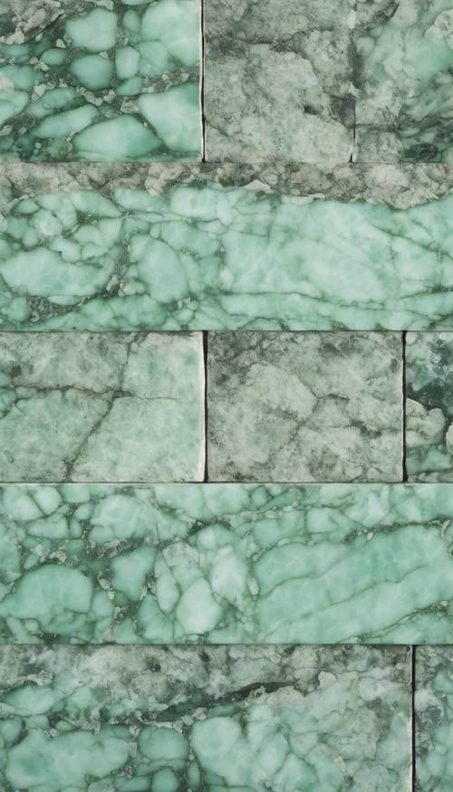 Antique mint green marble wall, weathered and aged over time.