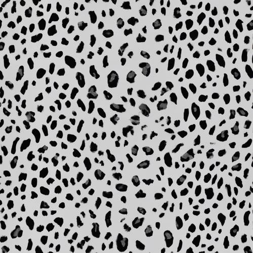 Patrón de manchas de leopardo monocromático moderno sobre un fondo gris liso.