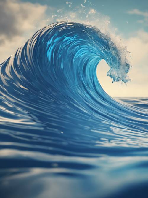 Stilize bir mavi dalganın dijital illüstrasyonu