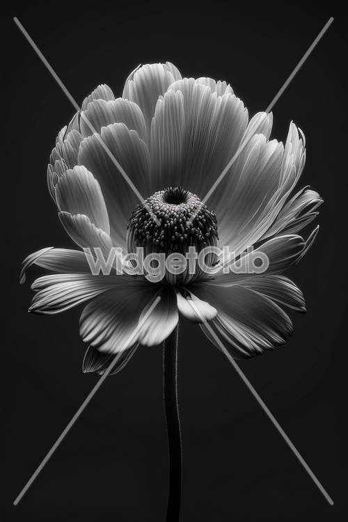 Splendido fiore margherita in bianco e nero