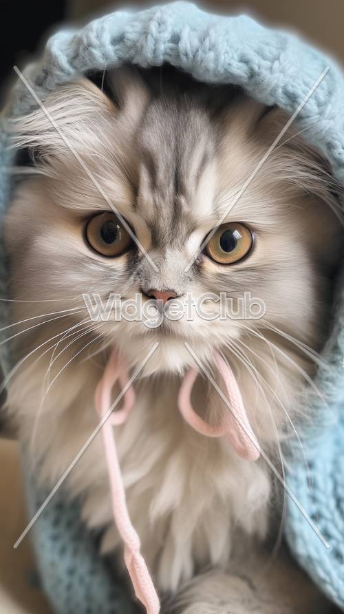 Lindo gato esponjoso con ojos grandes