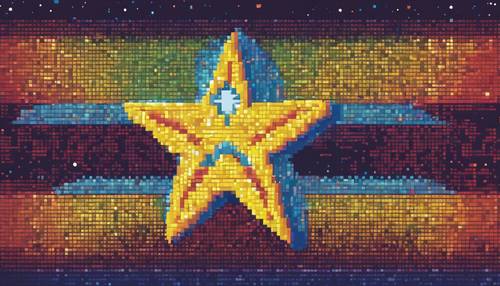 Eine vereinfachte 8-Bit-Darstellung eines Retro-Stars aus einem Videospiel der 80er.