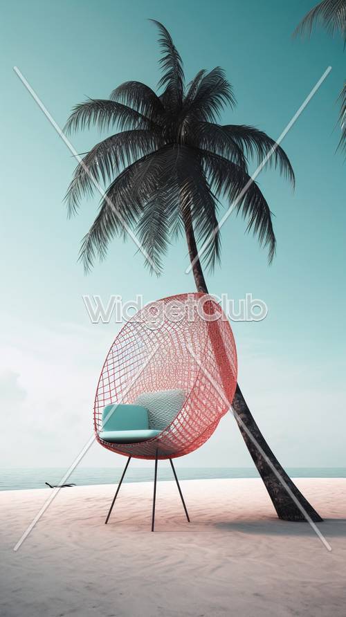 棕榈树下放松的沙滩椅