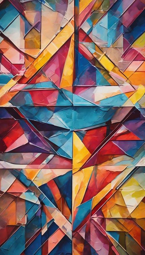 An abstract geometric painting with a blend of bright colors Wallpaper [29b1ae85e2434a36a981]