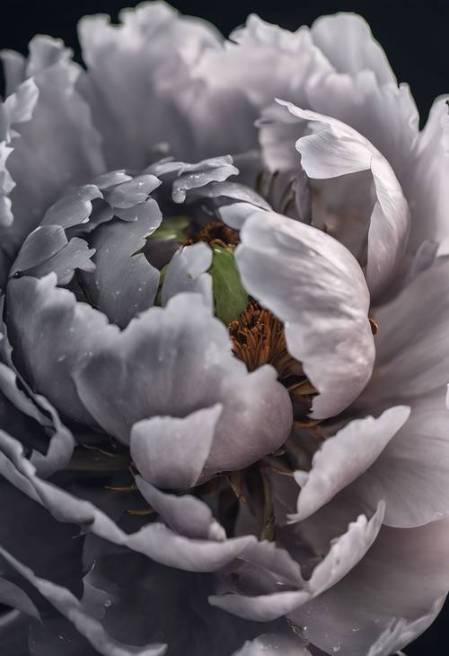A gray peony opening its bud in a time-lapse video.
