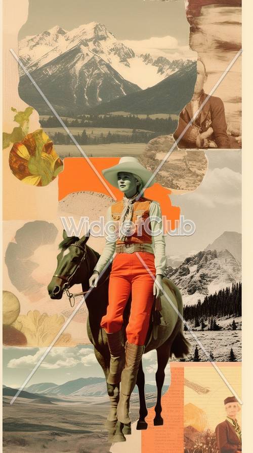 Arte vintage de collage occidental para niños