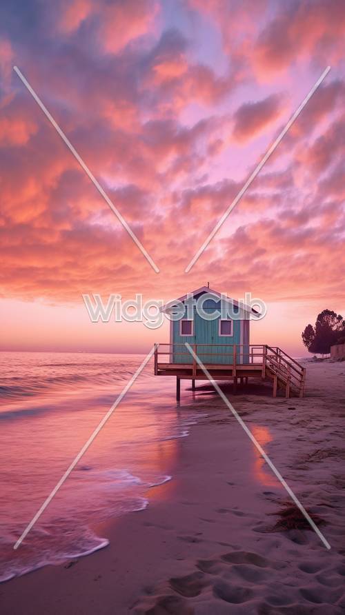 Sonnenuntergang Strandhaus Hintergrund