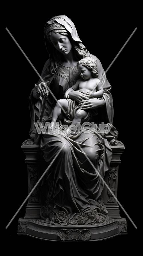 Элегантная скульптура Марии и ребенка.