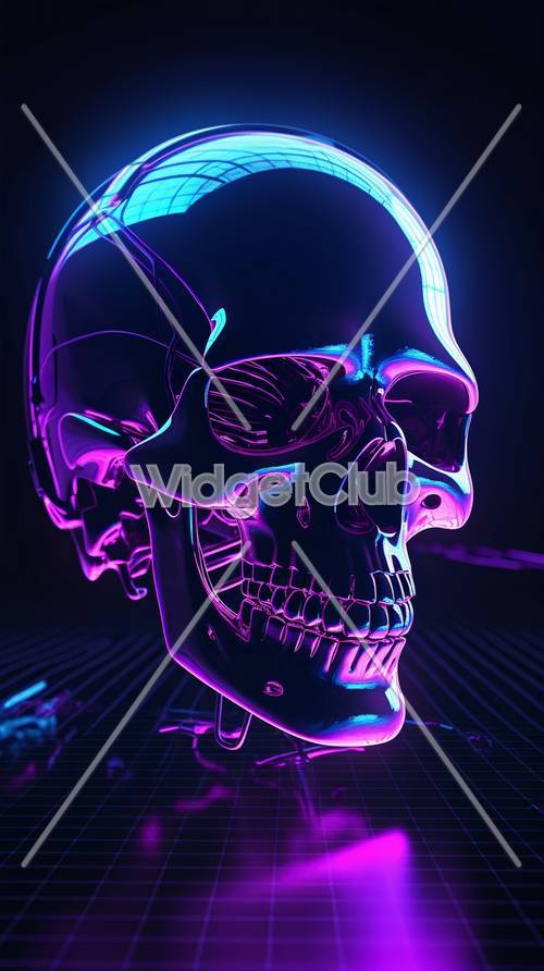 Colorful Neon Skulls in the Dark