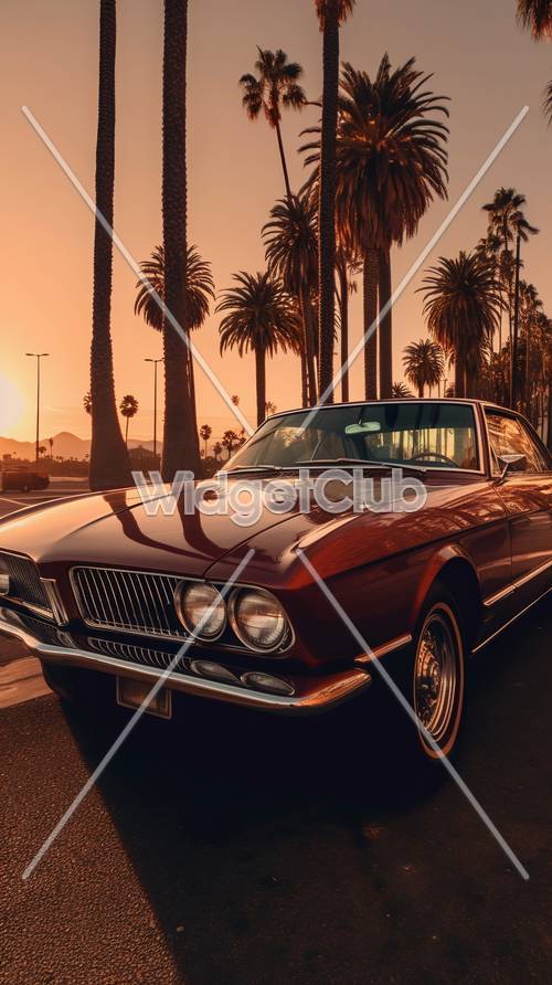 Sunset Drive with a Classic Car