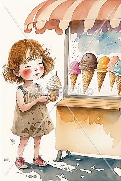 Nettes Mädchen genießt ein süßes Eis