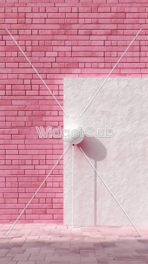 漂亮的粉色砖块与美丽的光影