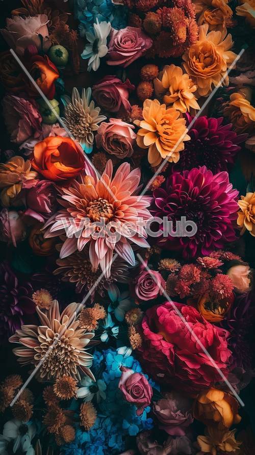 Kolorowe kwiaty na tle ekranu