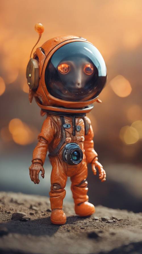 Một người ngoài hành tinh nhỏ bé màu cam đáng yêu đến từ vũ trụ song song dễ thương.
