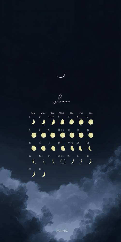 Moon Phases Calendar Under Starry Sky