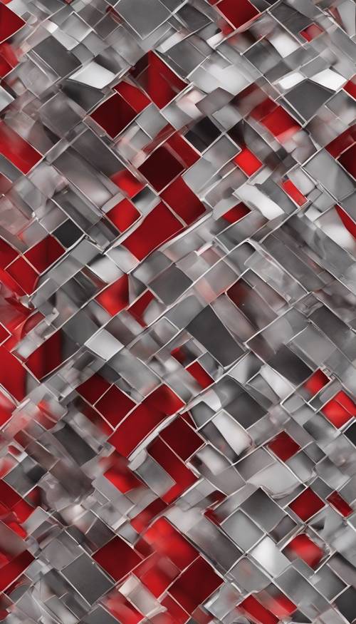 Abstract geometrical pattern in a balanced contrast of red and gray. Divar kağızı [68ea73572792489e909e]