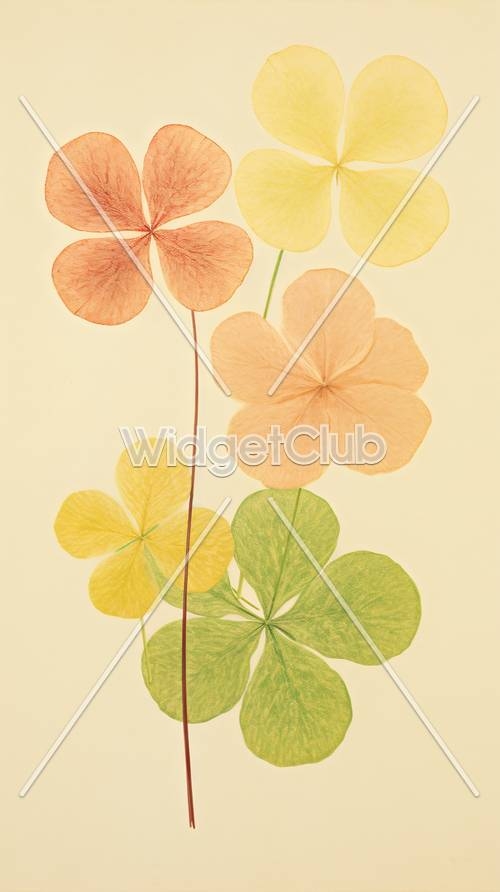Colorful Four-Leaf Clover Drawing کاغذ دیواری[7f3eacd19405461f84c9]