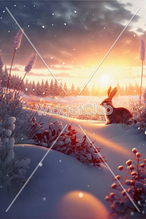 Pays des merveilles hivernales avec un lapin mignon