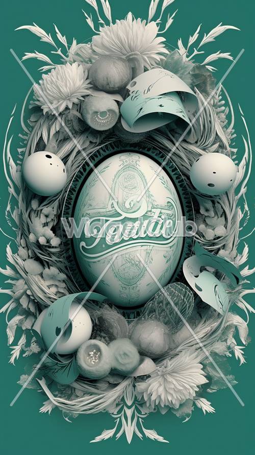 Uovo di Pasqua dal design accattivante con fiori e uccelli