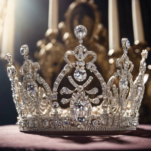 A diamond tiara being worn by a queen during her coronation. Tapeta [0267876976924c588161]