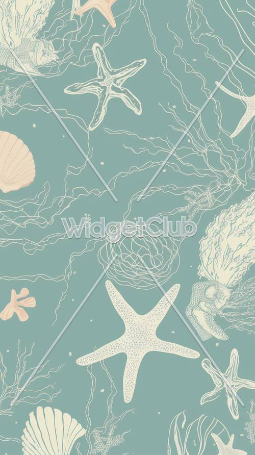 Sea Creatures and Shells Pattern Art