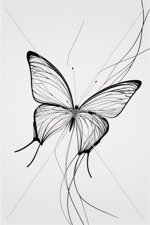 Beautiful Black and White Butterfly Drawing Wallpaper[6e2de33924a54e0e86c9]