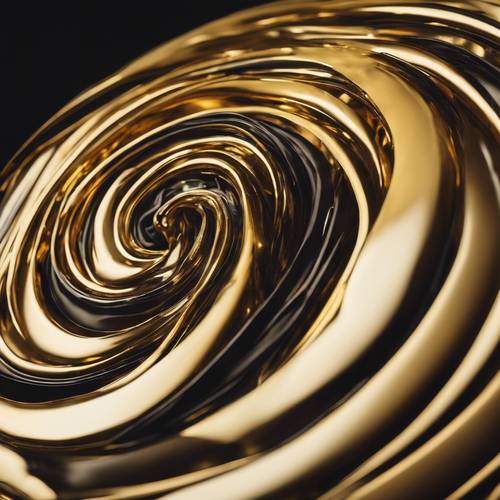 A massive swirl of gold and black in abstract motion. Tapeta [69a0386f89c749bda580]