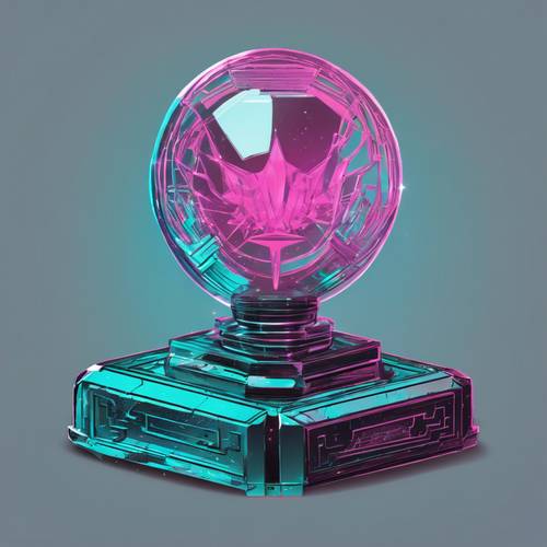 Завораживающий дизайн универсального игрового символа — джойстика — в кристально-бирюзовой форме, расположенного по центру на более темном фоне.