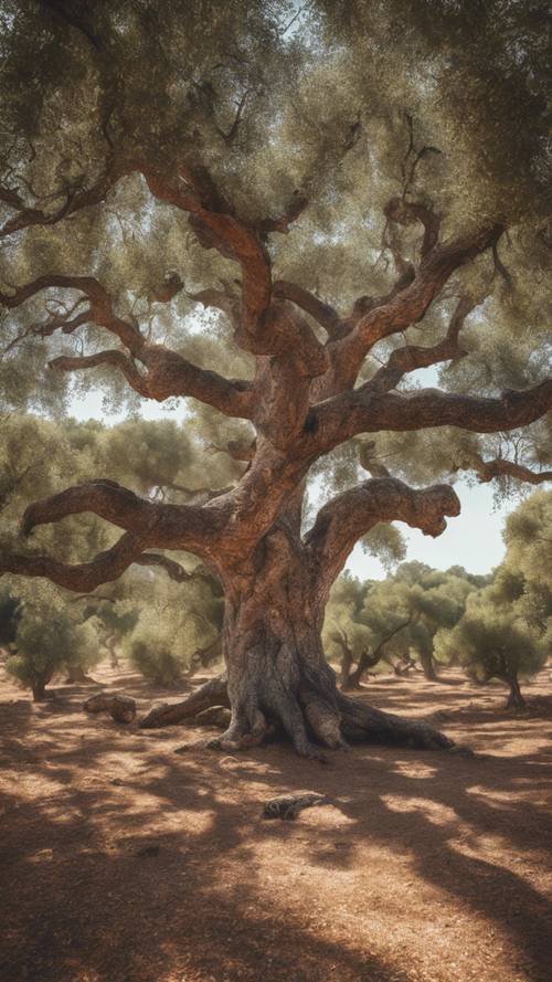 Una quercia da sughero (Quercus suber) in un bosco di querce mediterraneo.