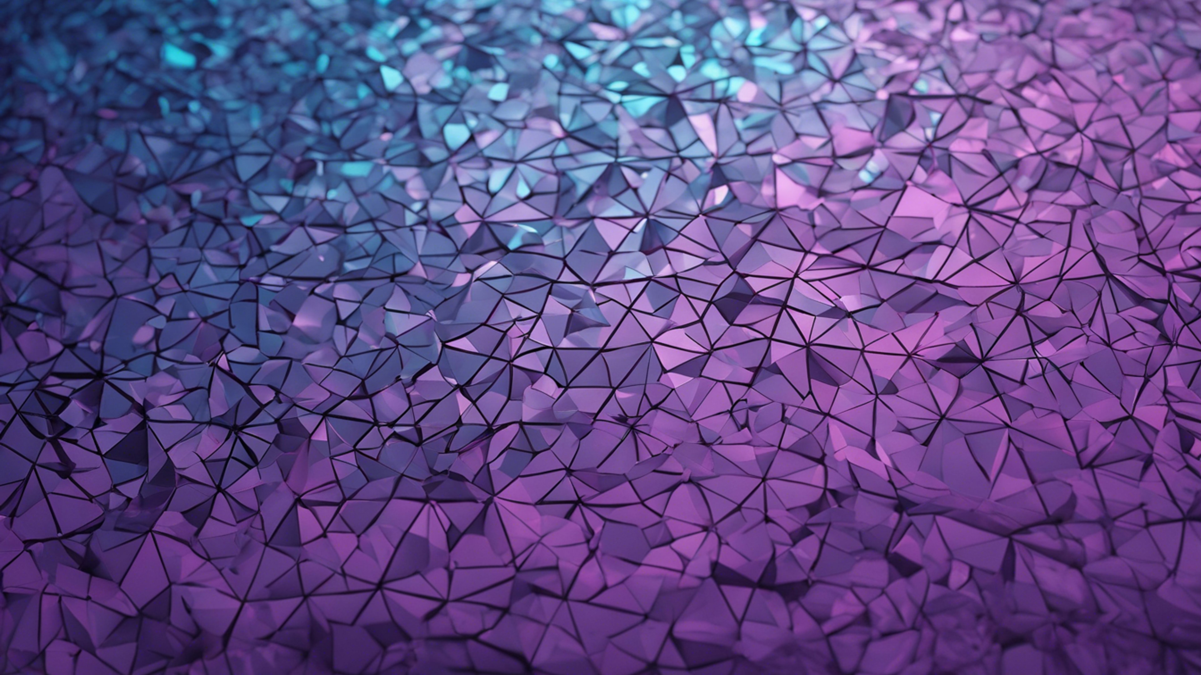 A minimalistic geometric pattern with gradients of cool blues and rich purples. Behang[0965c8f37dc94faa9227]