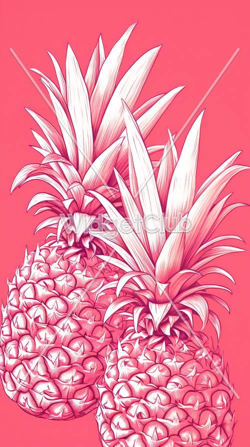Pink and White Pineapple Illustration