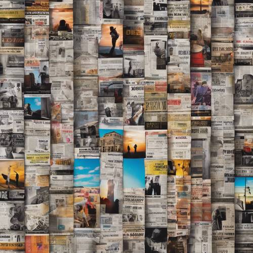 A collage made out of colorful newspaper ads.