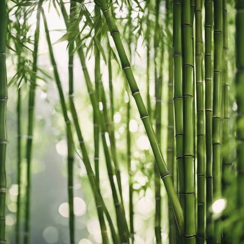 Tirai bambu semilir bergoyang tertiup angin musim panas