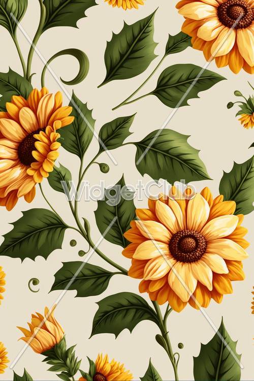 Bright and Beautiful Sunflower Pattern Background