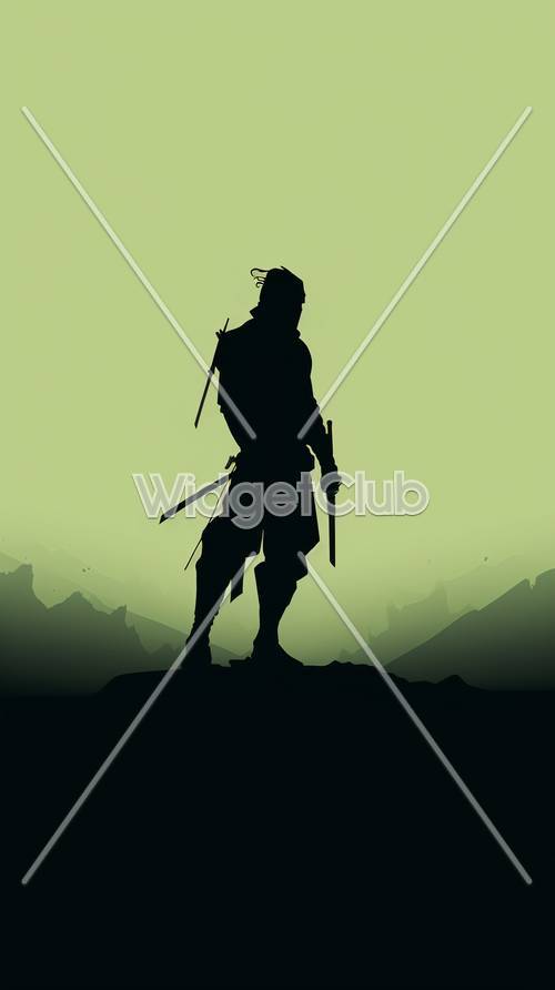 Silhouette of a Samurai at Sunset