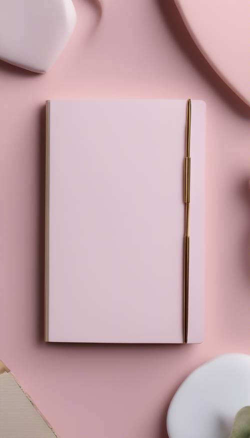가장자리가 금색 페이지로 장식된 파스텔 핑크색 대리석 노트입니다.