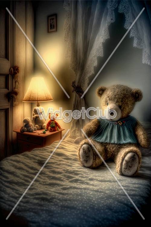 Scène confortable de la chambre de l&#39;ours en peluche