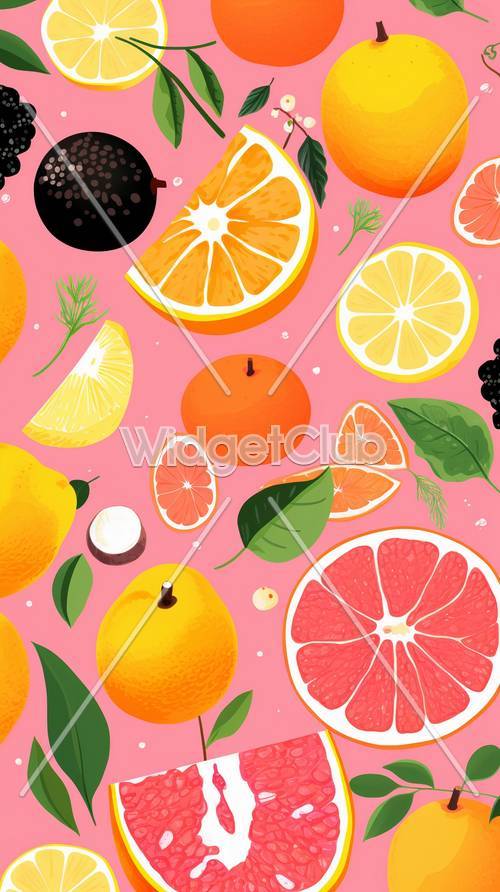 色彩鲜艳的柑橘水果图案