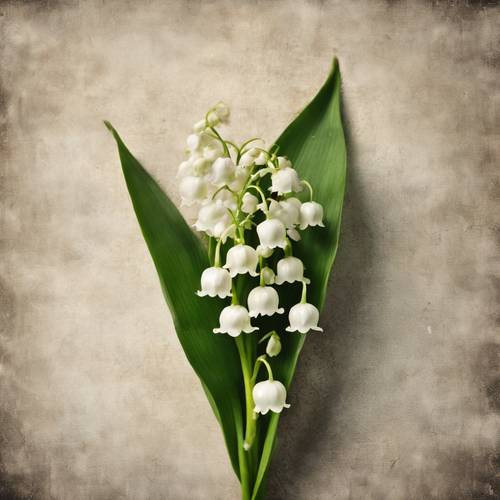 Vintage-styled lily of the valley on a light, rustic, paper background.