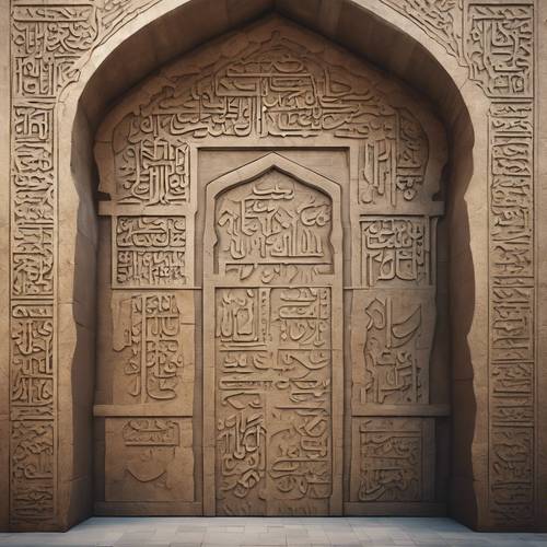 Islamic calligraphic art masterfully etched on the ancient walls of an Egyptian mosque.