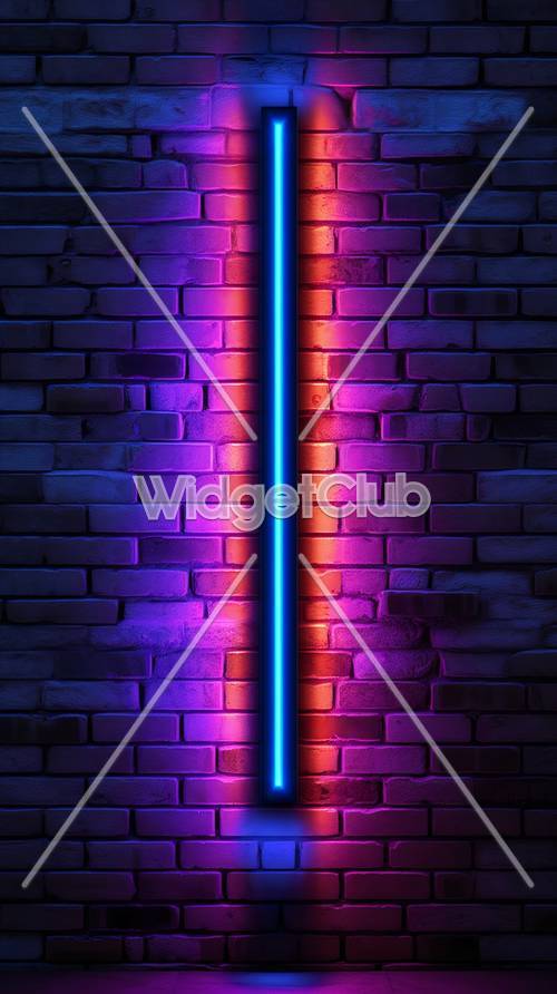 Colorful Neon Lights on Brick Wall