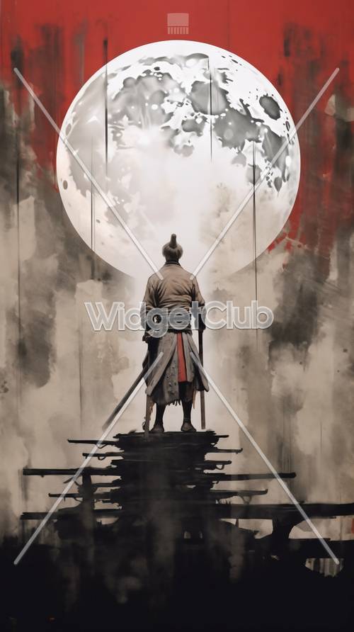 Samurai unter einem roten Mond