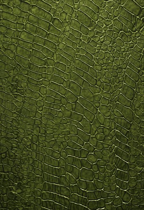 深いオリーブグリーンの色合いの成熟したワニの皮柄 壁紙